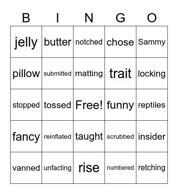 Alex's Bingo words 1 Bingo Card