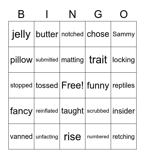 Alex's Bingo words 1 Bingo Card