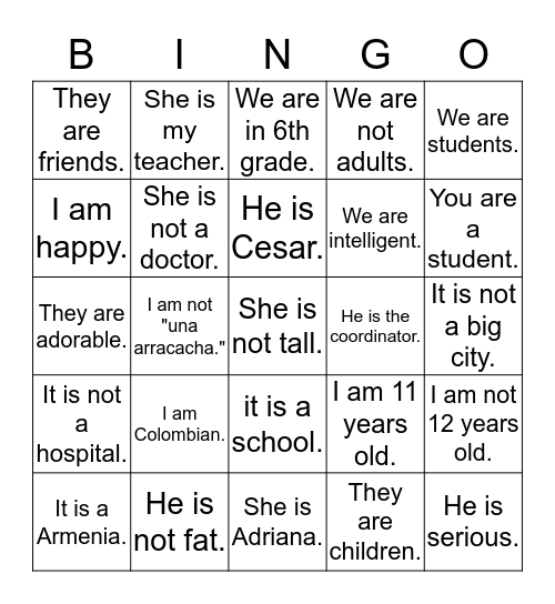 Let's Play! Bingo Card