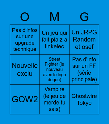 STATE OF PLAY OMG Bingo Card