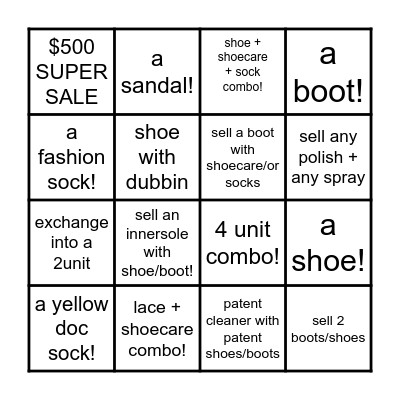 DR MARTENS BINGO Card