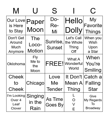 Music Bingo Card