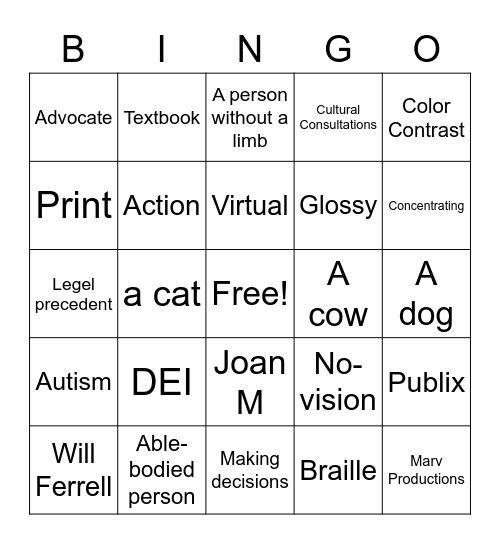 Accessibility in Marketing Bingo Card