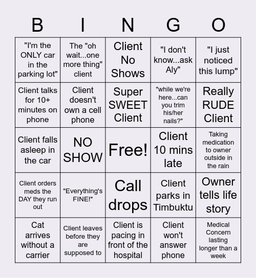 B I N G O Bingo Card