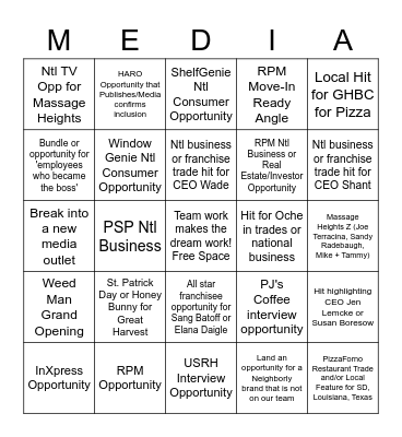 Media 'Master' Challenge Bingo Card