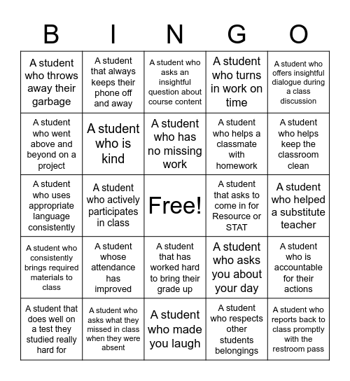 Hand Out a "Why You're Awesome" Ticket to... Bingo Card