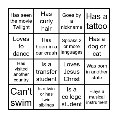 PEOPLE BINGO :D Bingo Card