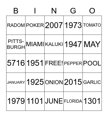 Willie's 90th Birthday Bingo Card