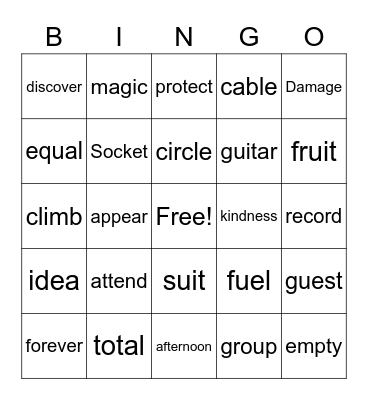 Bingo fun Bingo Card