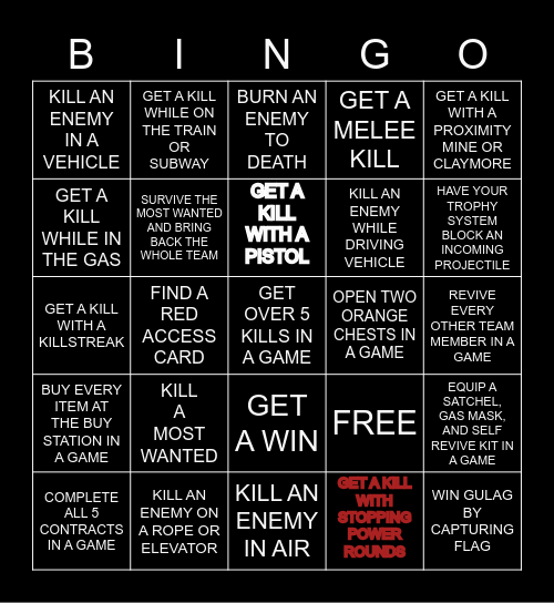 WARZONE BINGO Card