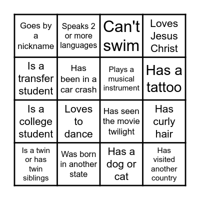 PEOPLE BINGO :D Bingo Card