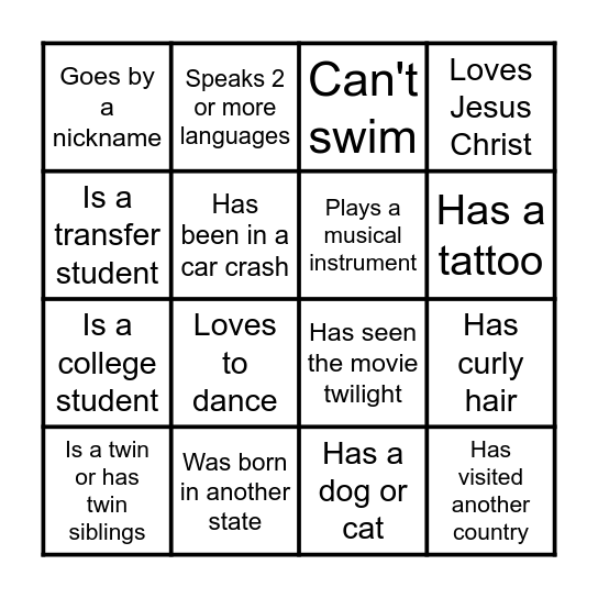 PEOPLE BINGO :D Bingo Card