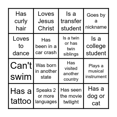 PEOPLE BINGO :D Bingo Card