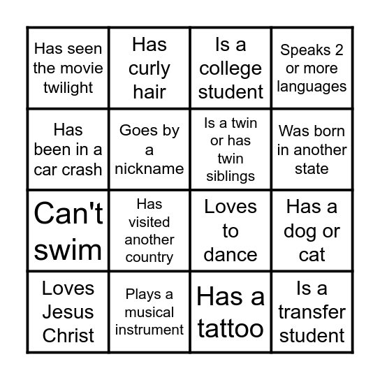 PEOPLE BINGO :D Bingo Card