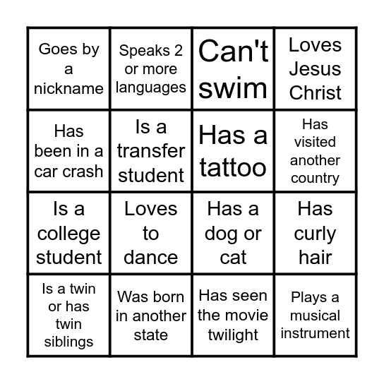 PEOPLE BINGO :D Bingo Card