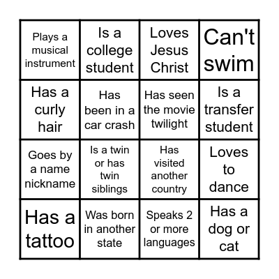 PEOPLE BINGO :D Bingo Card