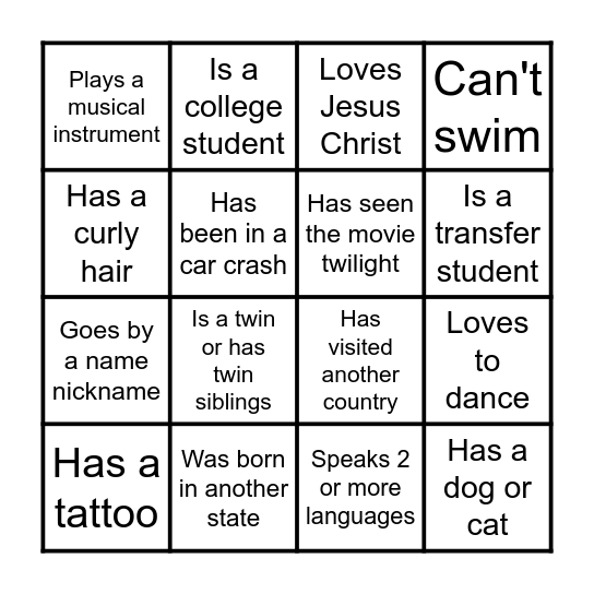 PEOPLE BINGO :D Bingo Card