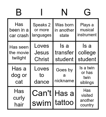 PEOPLE BINGO :D Bingo Card