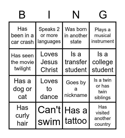 PEOPLE BINGO :D Bingo Card