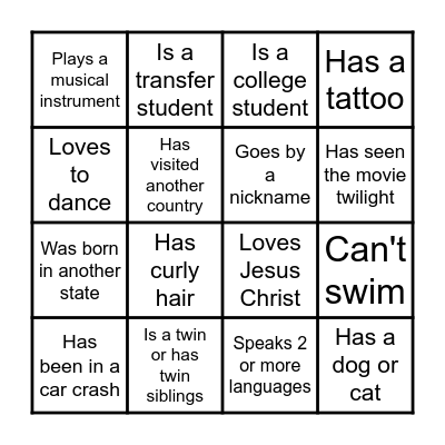 PEOPLE BINGO :D Bingo Card