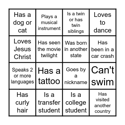 PEOPLE BINGO :D Bingo Card