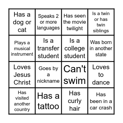 PEOPLE BINGO :D Bingo Card