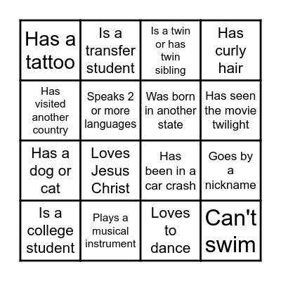 PEOPLE BINGO :D Bingo Card