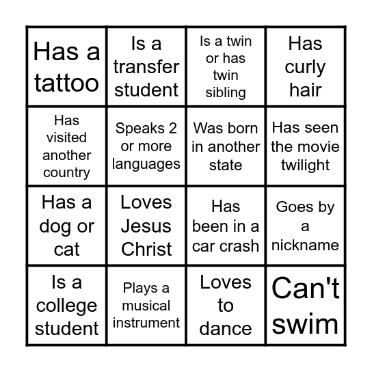 PEOPLE BINGO :D Bingo Card