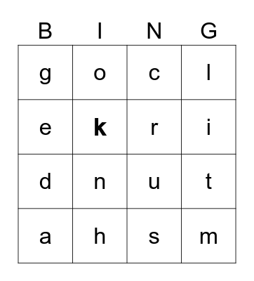 Units 1-4 letters Bingo Card