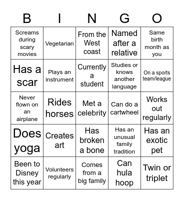 NCL Bingo Card