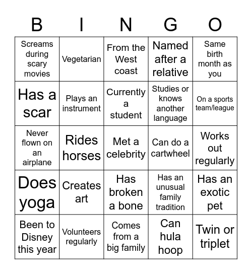 NCL Bingo Card