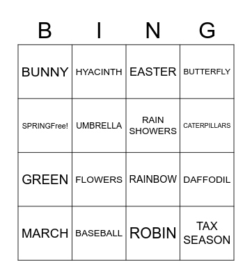 Spring Jingo Bingo Card