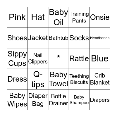 Baby Gift Bingo Card