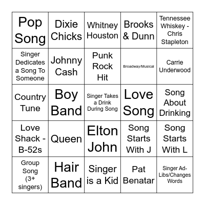 Karaoke Bingo Night Bingo Card