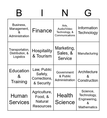 Career Quest Bingo Card