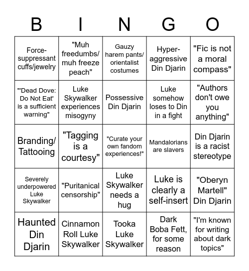 Dark DinLuke Bingo Card