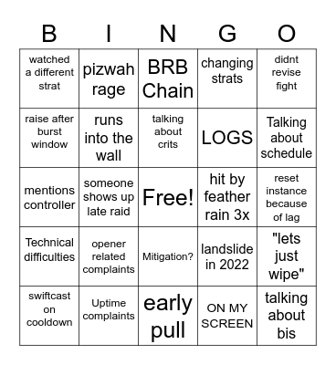 UWURM Bingo Card