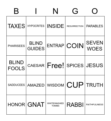 Matthew 22:15–23:39 Bingo Card