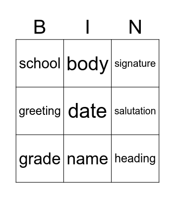 Review Bingo Card