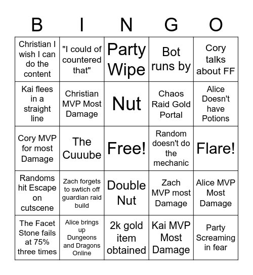 Lost Ark Bingo Card