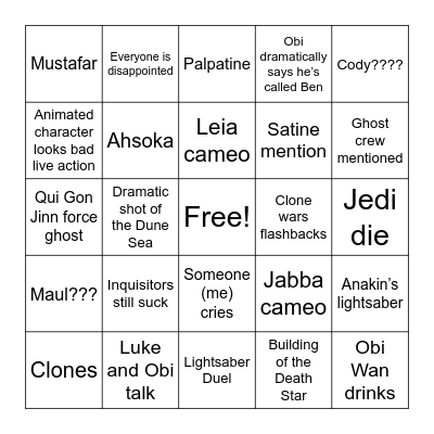 Kenobi Bingo Card