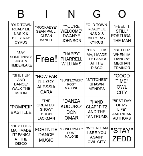 Play Today! Bingo Card