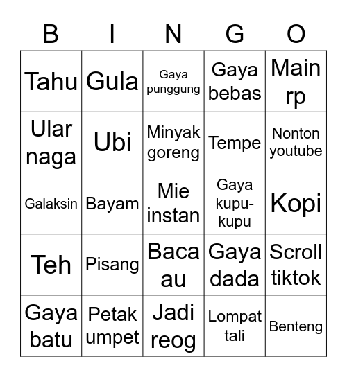 Yooky ❤️ Bingo Card