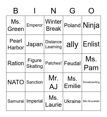 Social Studies Tri 2 Bingo Card