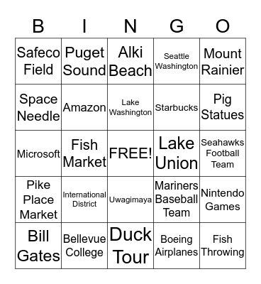 Seattle Bingo Card