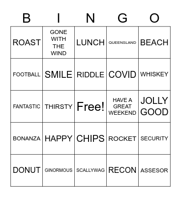 Word Bingo Card