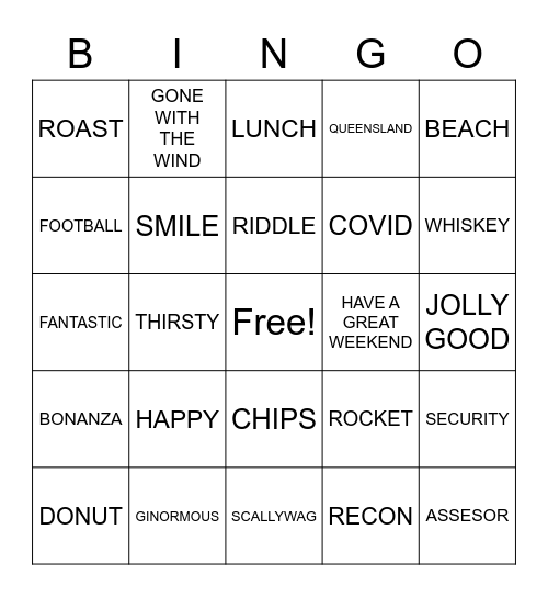 Word Bingo Card