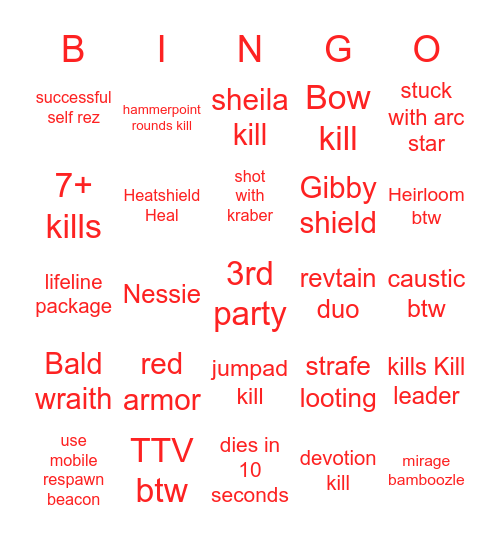 WARZONE BINGO Card