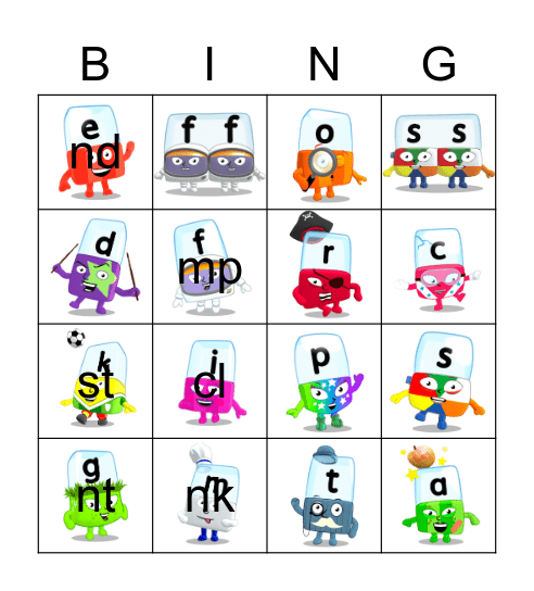 Alphablocks Phase 2 Bingo Card