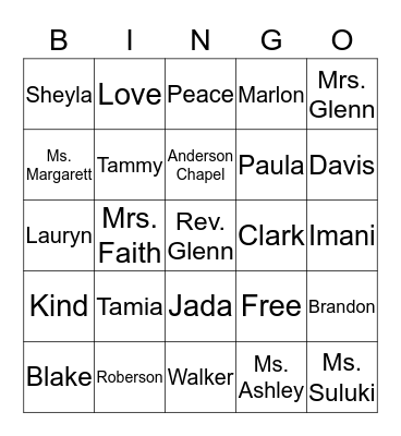 Tammy's Fun Board Bingo Card